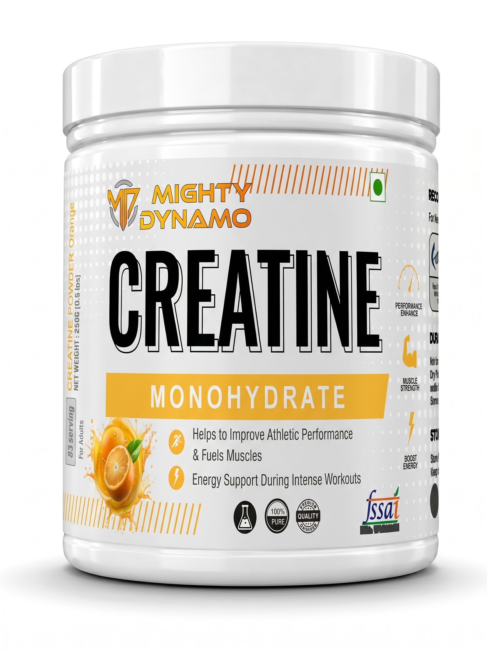 Mighty Dynamo Creatine Monohydrate - 250 g - Orange