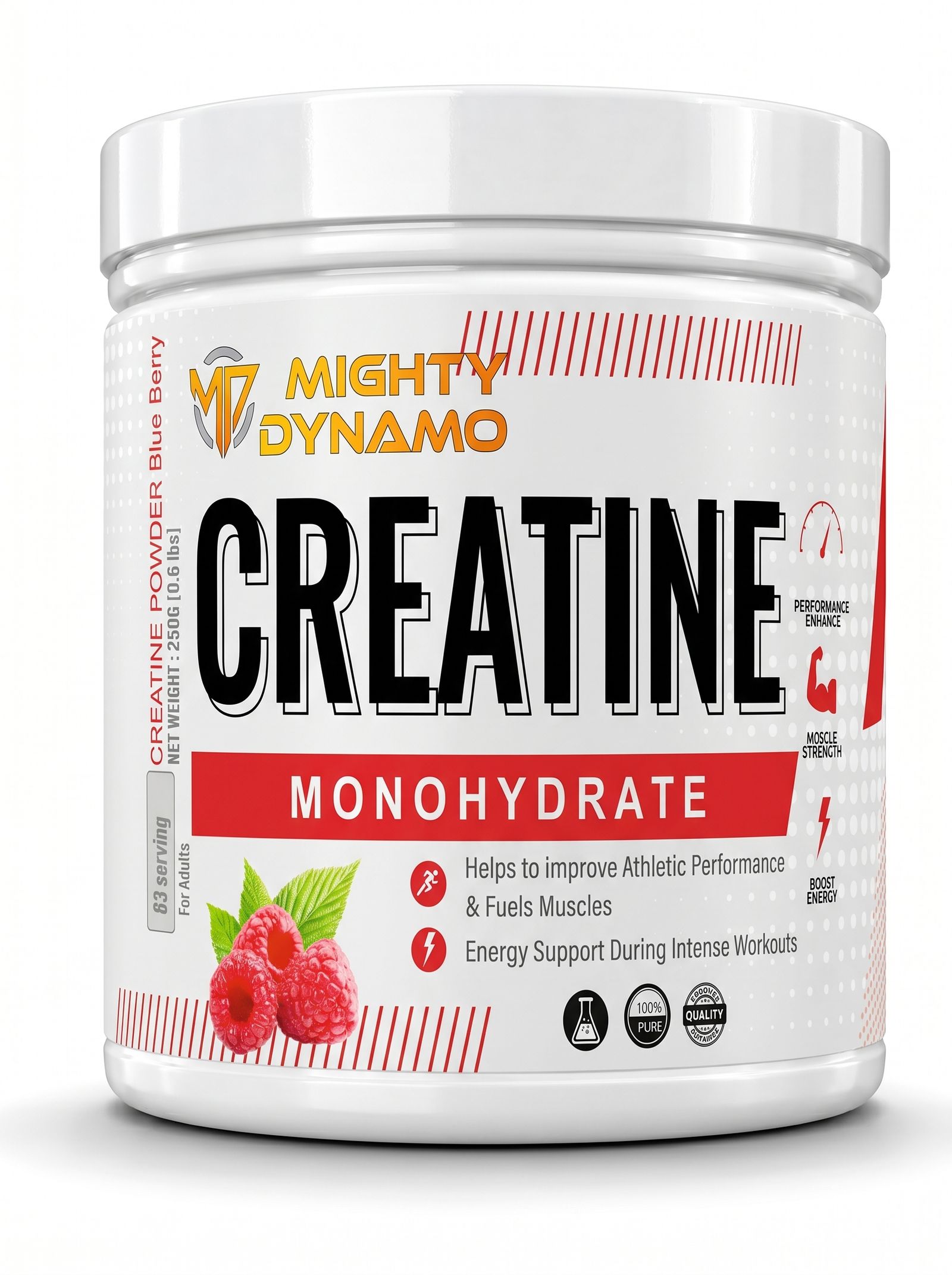 Mighty Dynamo Creatine Monohydrate - 250 g - Raspberry