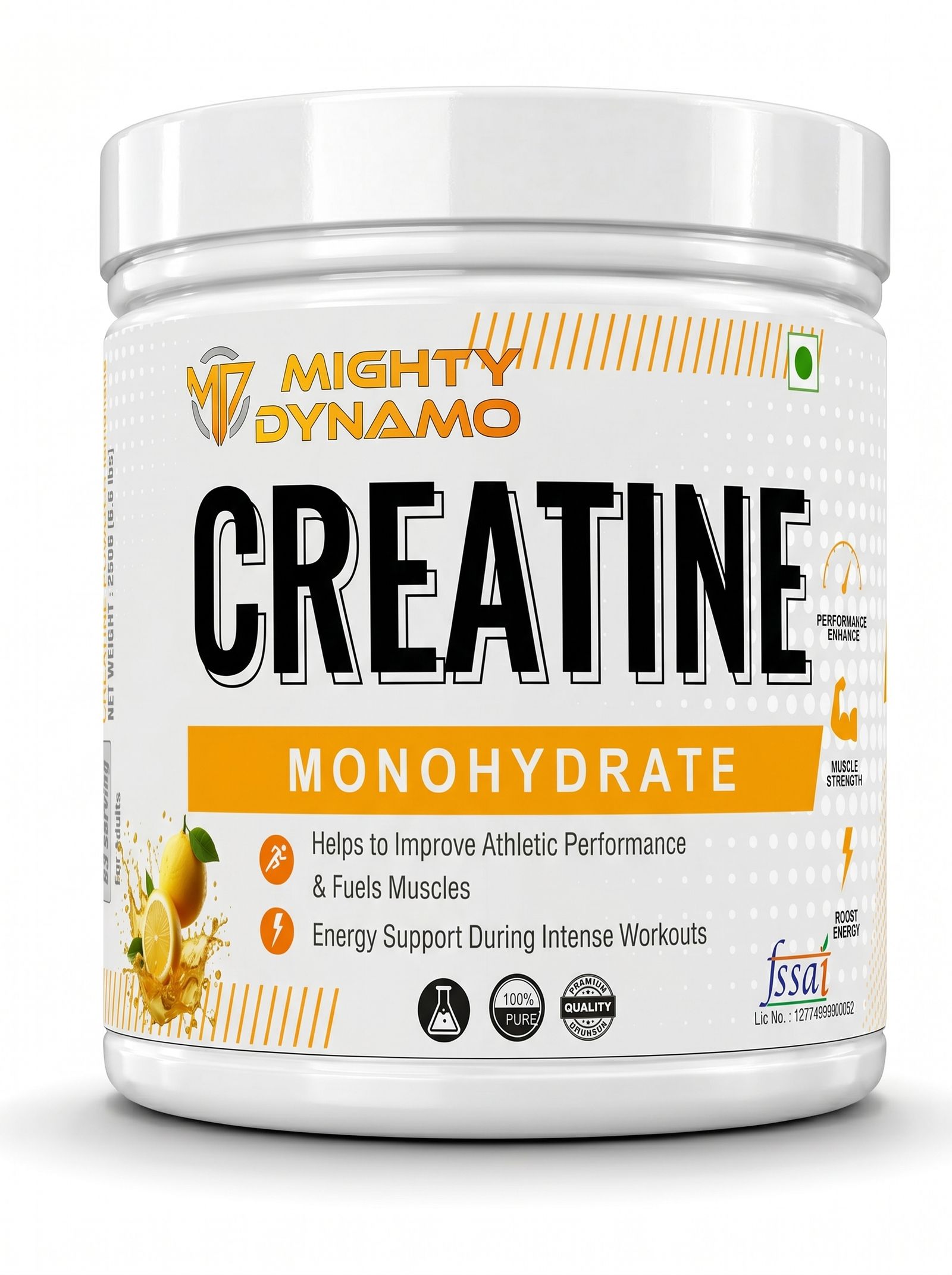 Mighty Dynamo Creatine Monohydrate - 250 g - Lemonade