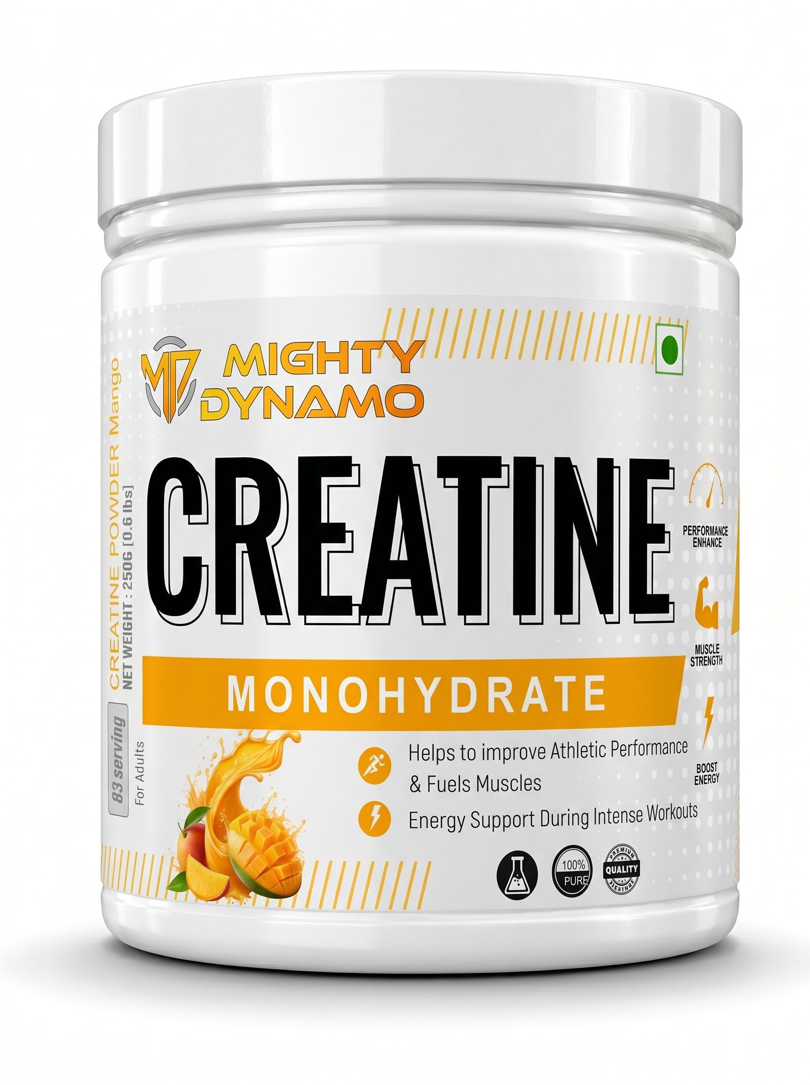 Mighty Dynamo Creatine Monohydrate - 250 g - Mango