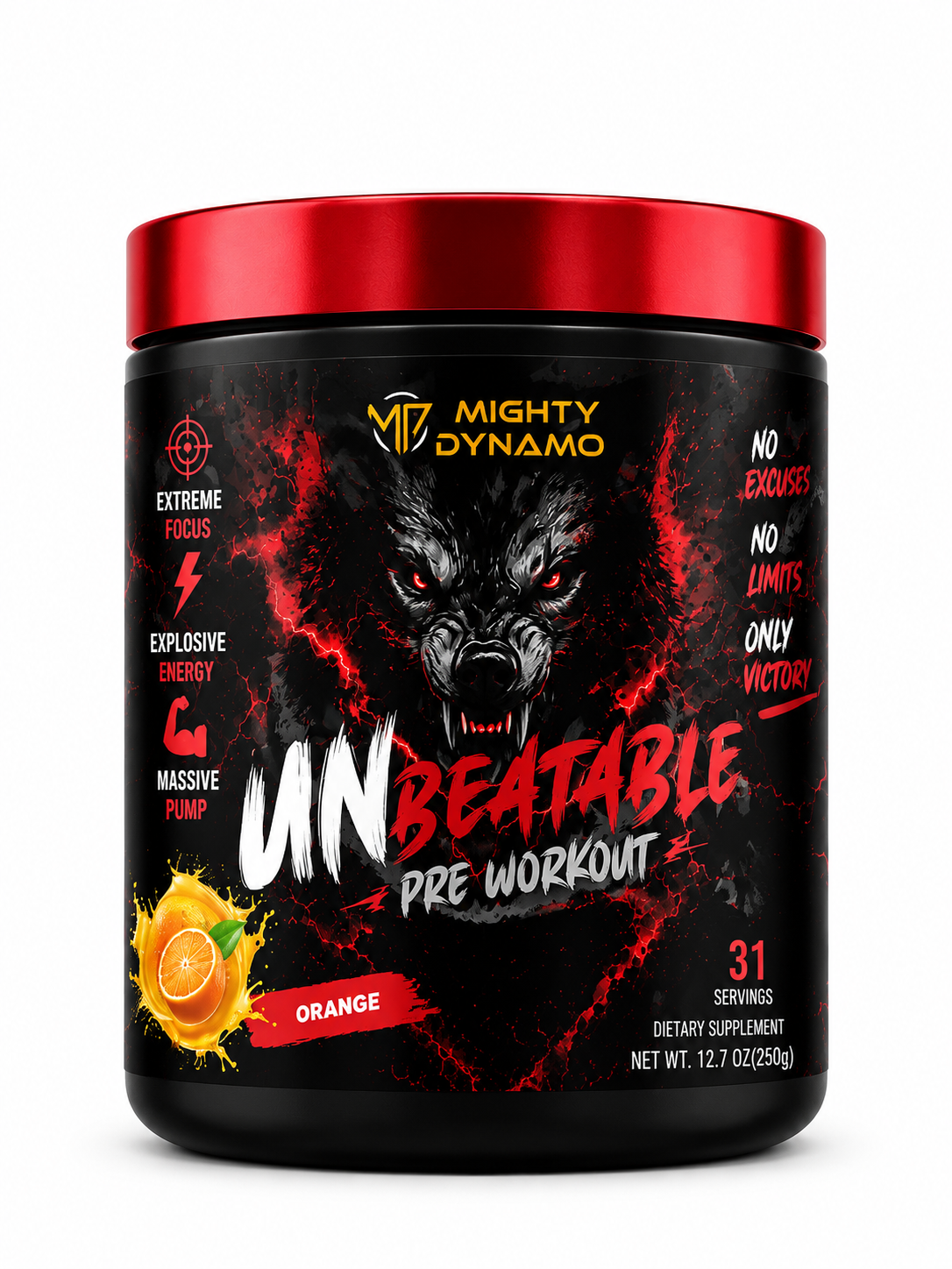 Mighty Dynamo Unbeatable Heavy Pre-Workout - 250 g - Orange