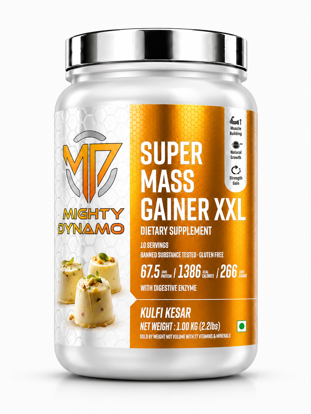 Mighty Dynamo SUPERXXL Mass Gainer - 1 kg - Kesar Kulfi