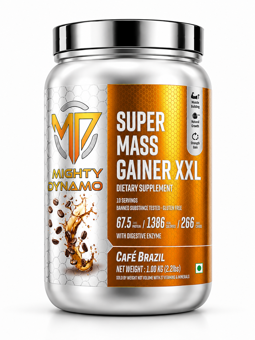 Mighty Dynamo SUPERXXL Mass Gainer - 1 kg - Cafe Brazil