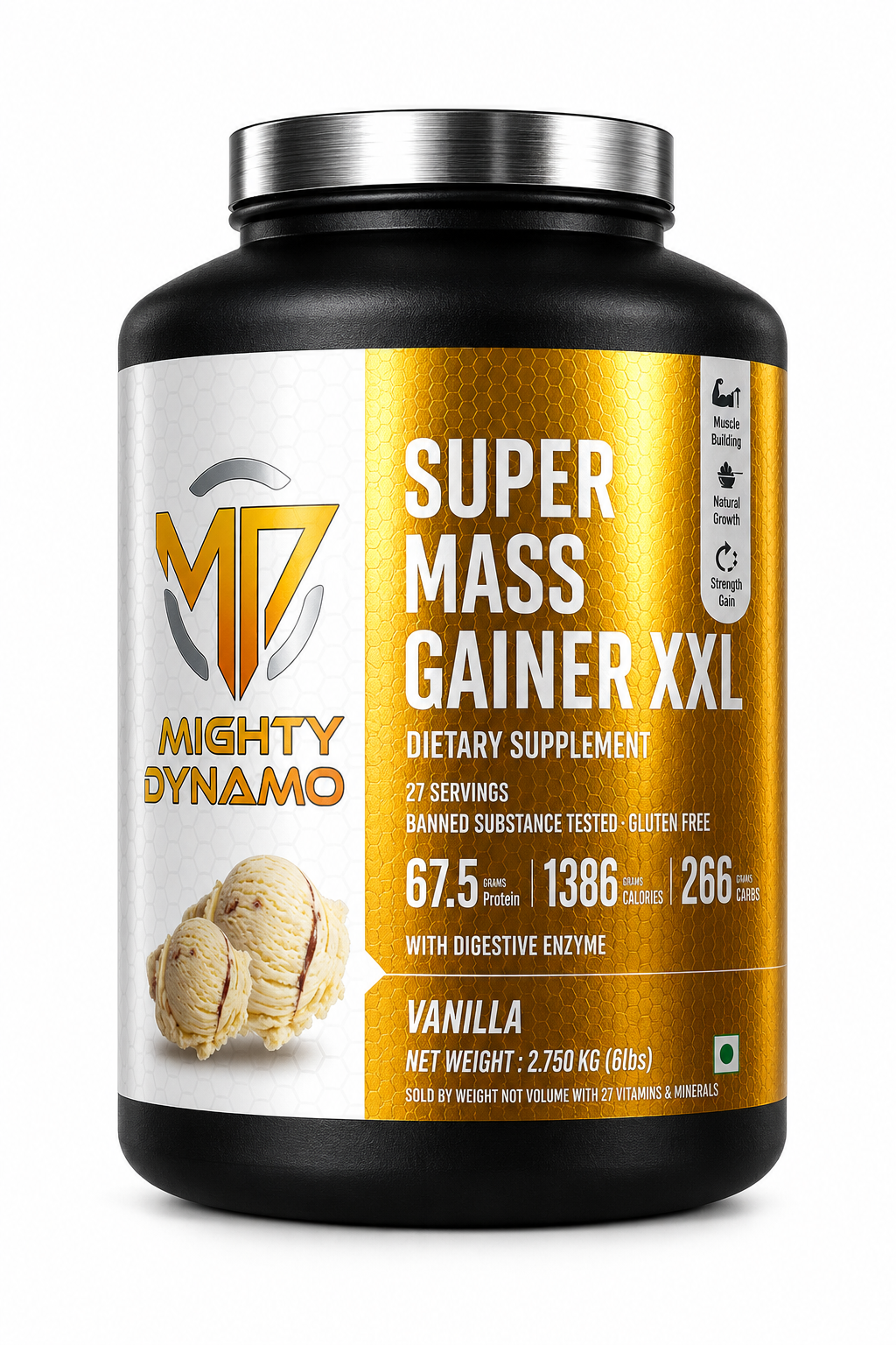 Mighty Dynamo SUPERXXL Mass Gainer - 2.75 kg - Vanilla