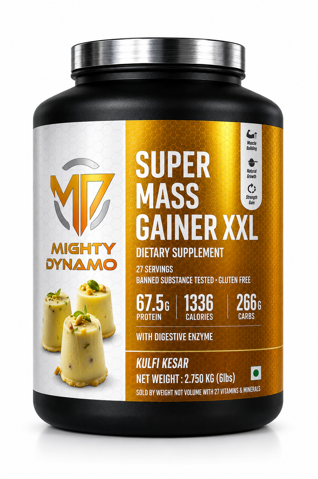 Mighty Dynamo SUPERXXL Mass Gainer - 2.75 kg - Kesar Kulfi