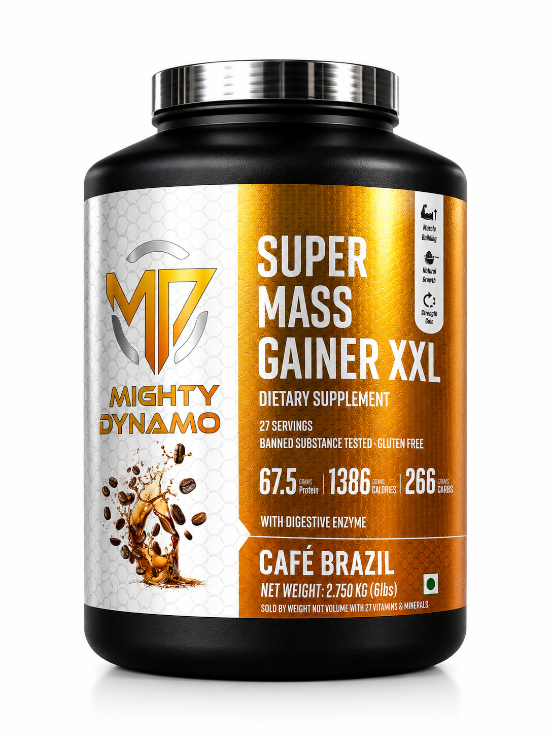 Mighty Dynamo SUPERXXL Mass Gainer - 2.75 kg - Cafe Brazil