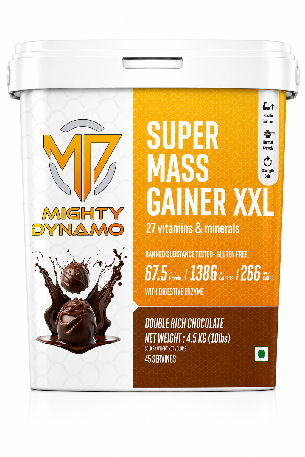 Mighty Dynamo SUPERXXL Mass Gainer - 4.5 kg - Double Rich Chocolate