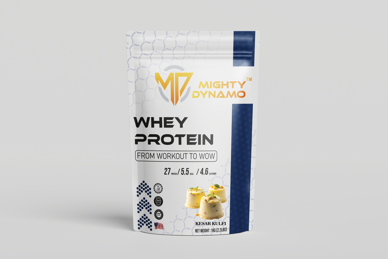 Mighty Dynamo Whey Protein - 1 kg - Kesar Kulfi