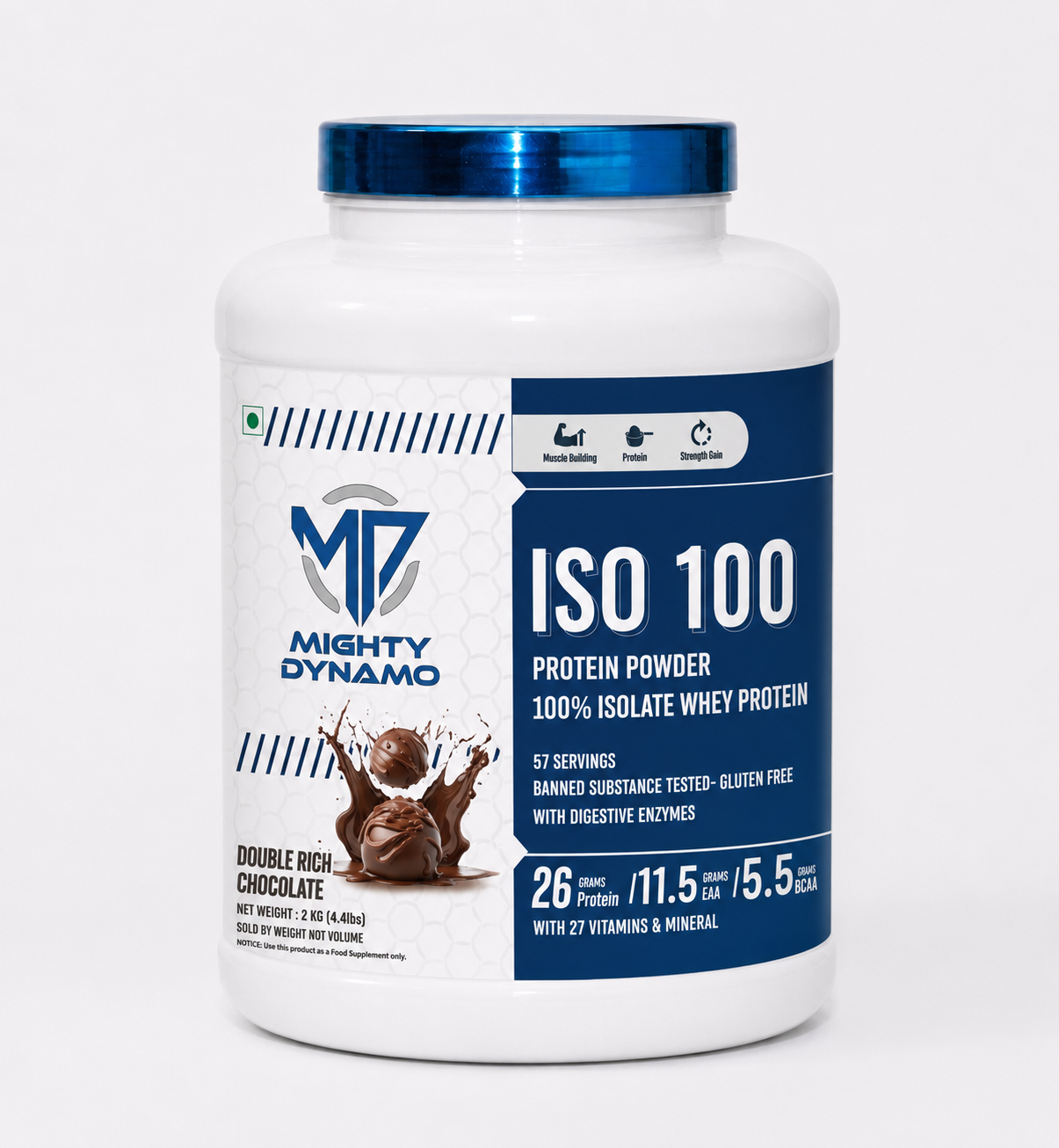 Mighty Dynamo Whey Protein Isolate - 2 kg - Double Rich Chocolate