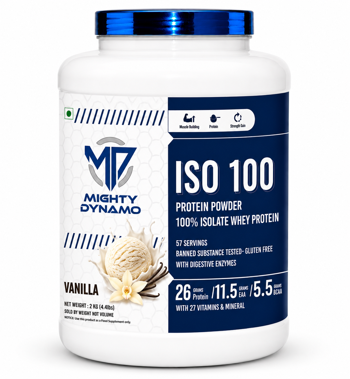 Mighty Dynamo Whey Protein Isolate - 2 kg - Vanilla