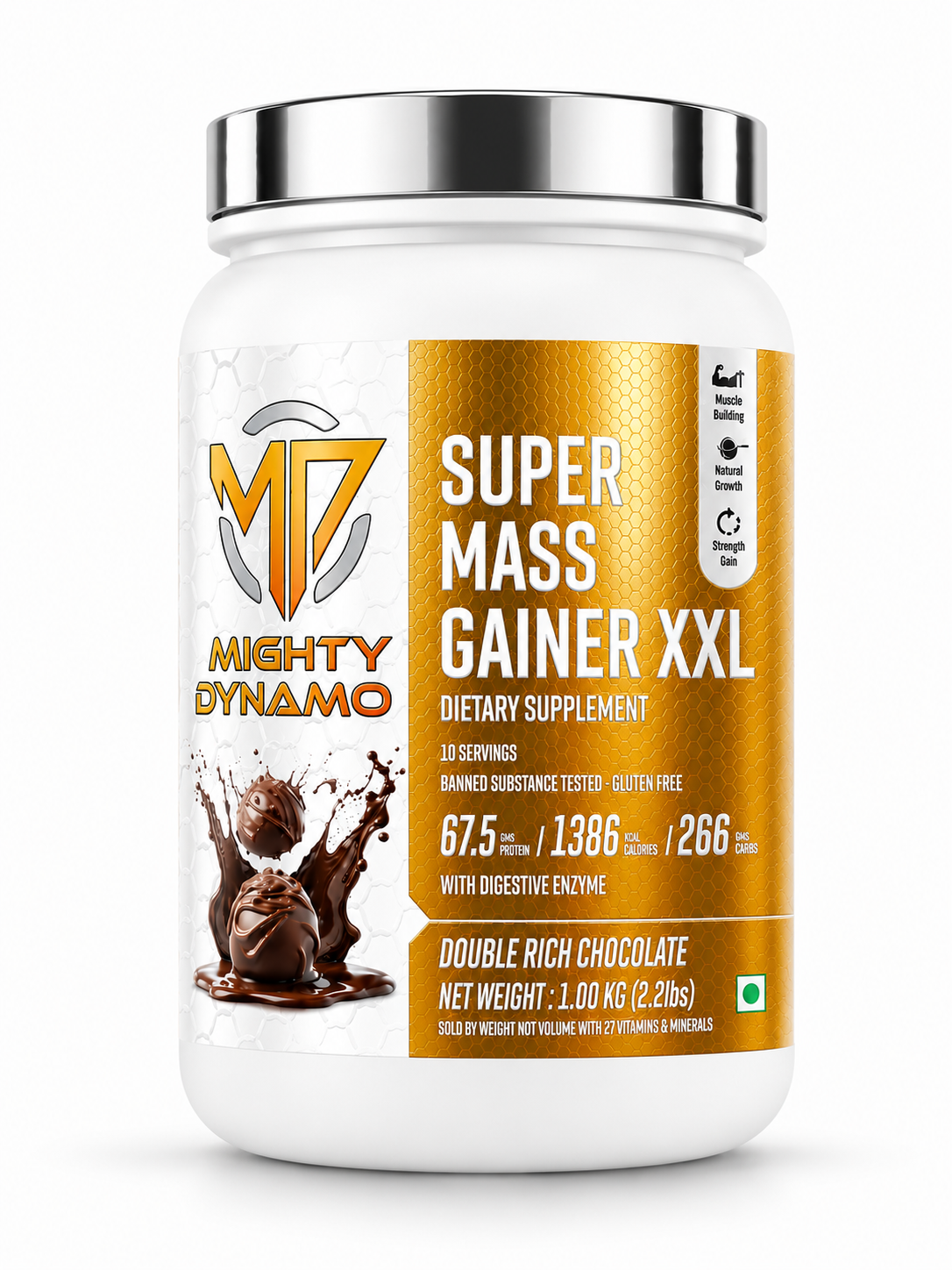 Mighty Dynamo SUPERXXL Mass Gainer - 1 kg - Double Rich Chocolate