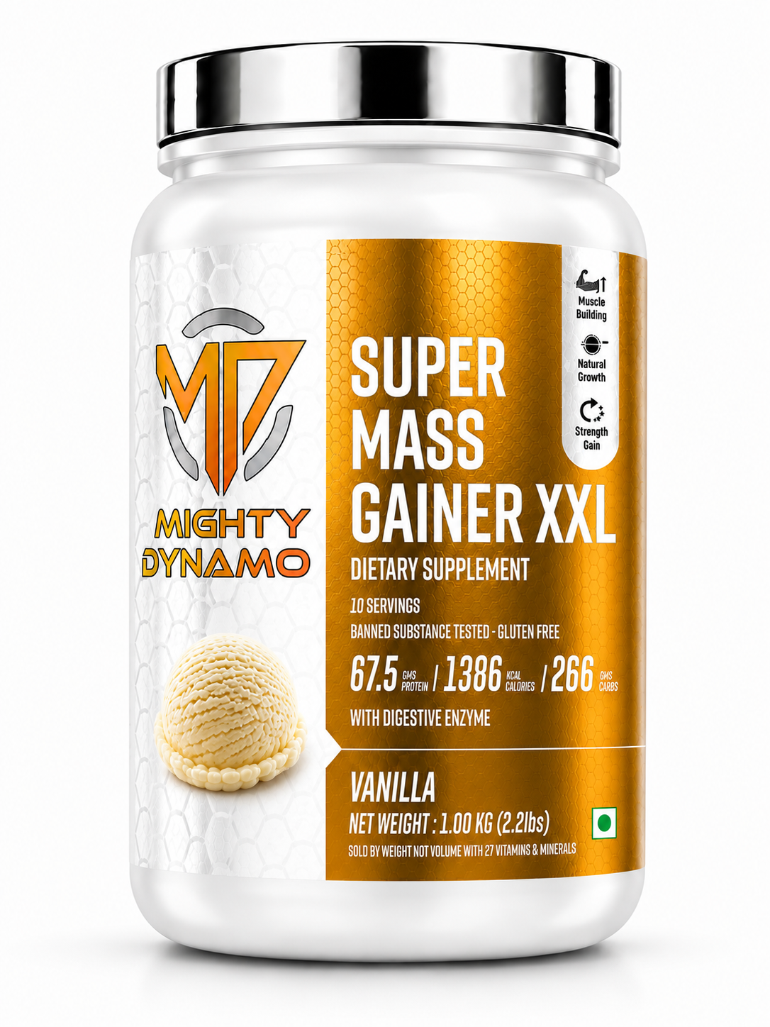 Mighty Dynamo SUPERXXL Mass Gainer - 1 kg - Vanilla
