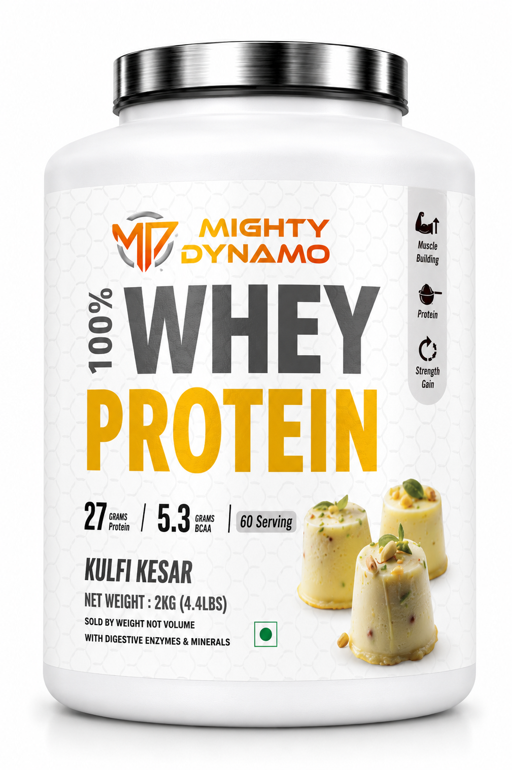Mighty Dynamo Whey Protein - 2 kg - Kesar Kulfi