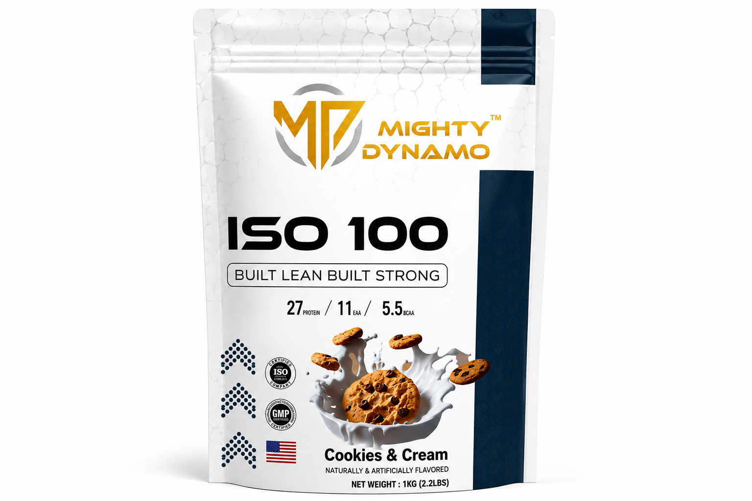 Mighty Dynamo Whey Protein Isolate - 1 kg - Cookies & Cream