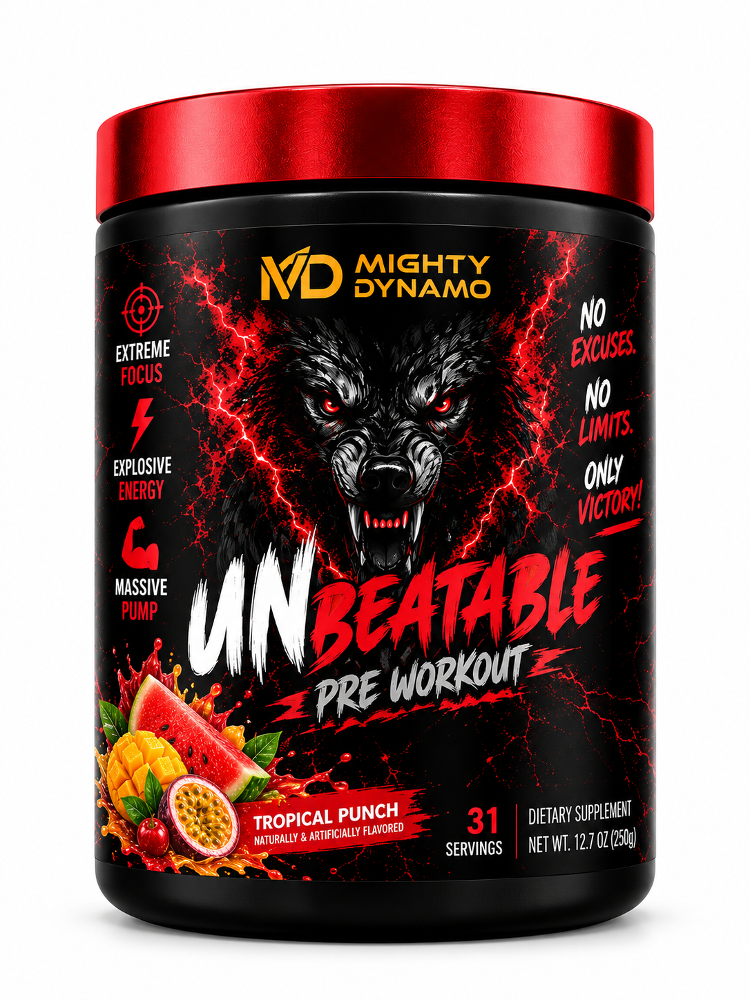 Mighty Dynamo Unbeatable Pre-Workout - 250 g - Fruit Punch