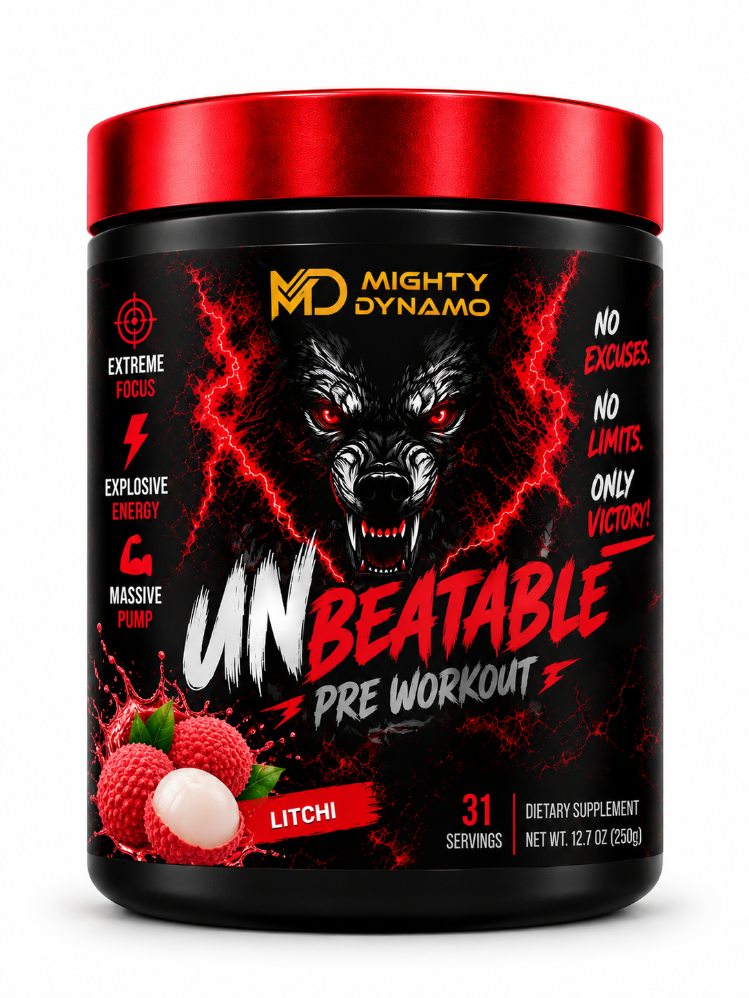 Mighty Dynamo Unbeatable Pre-Workout - 250 g - Litchi