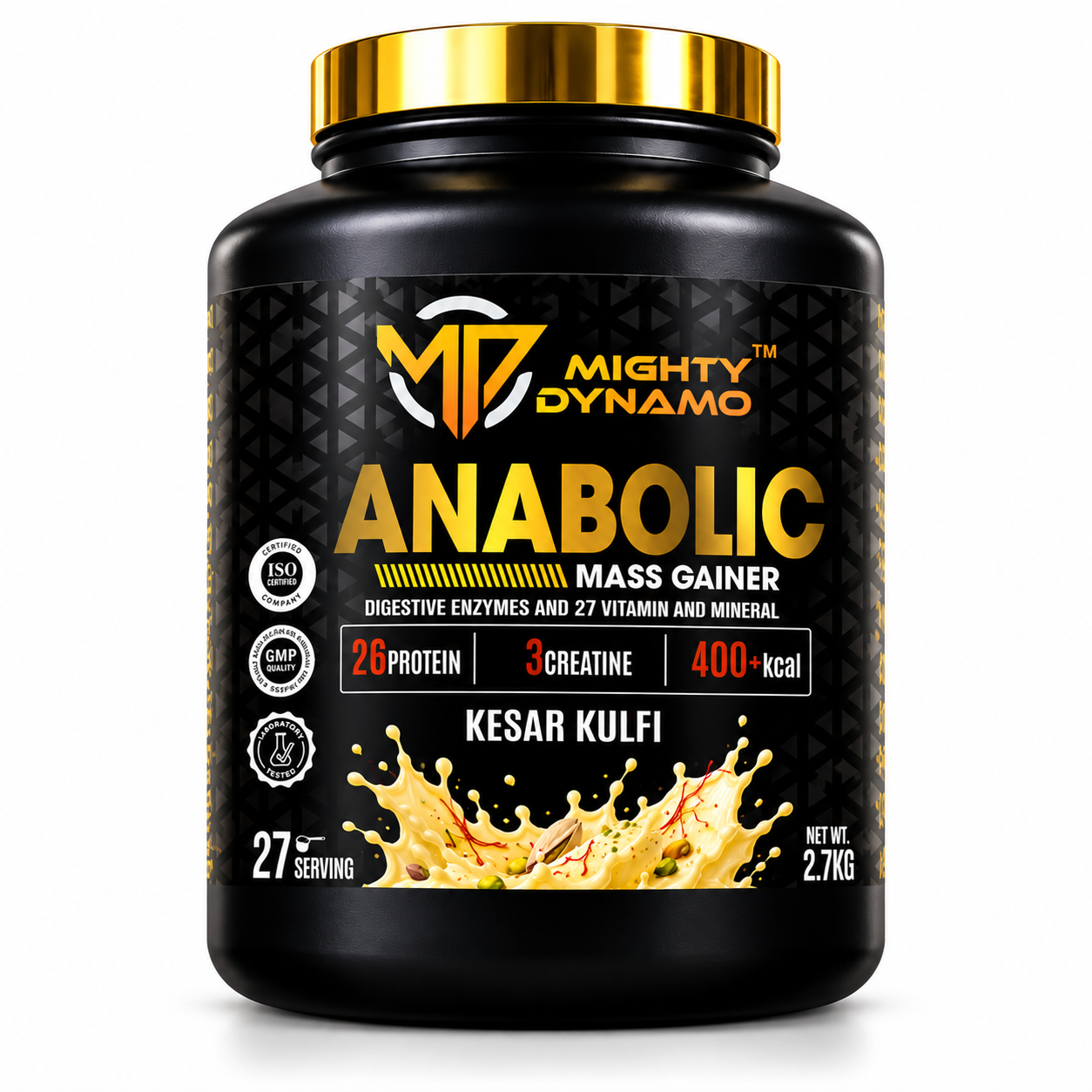 Mighty Dynamo Anabolic Mass Gainer - 2.75 kg - Kesar Kulfi