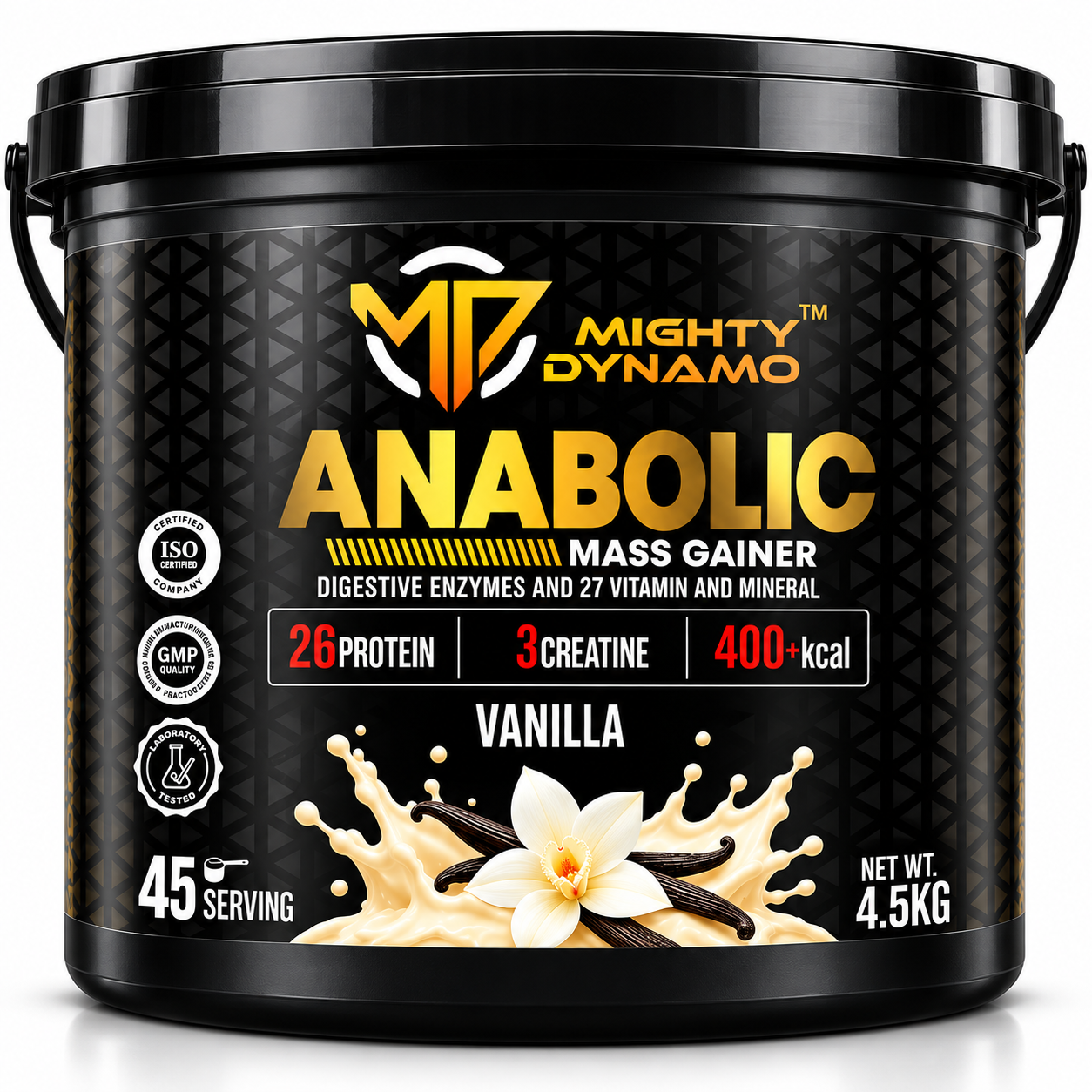 Mighty Dynamo Anabolic Mass Gainer - 4.5 kg - Vanilla