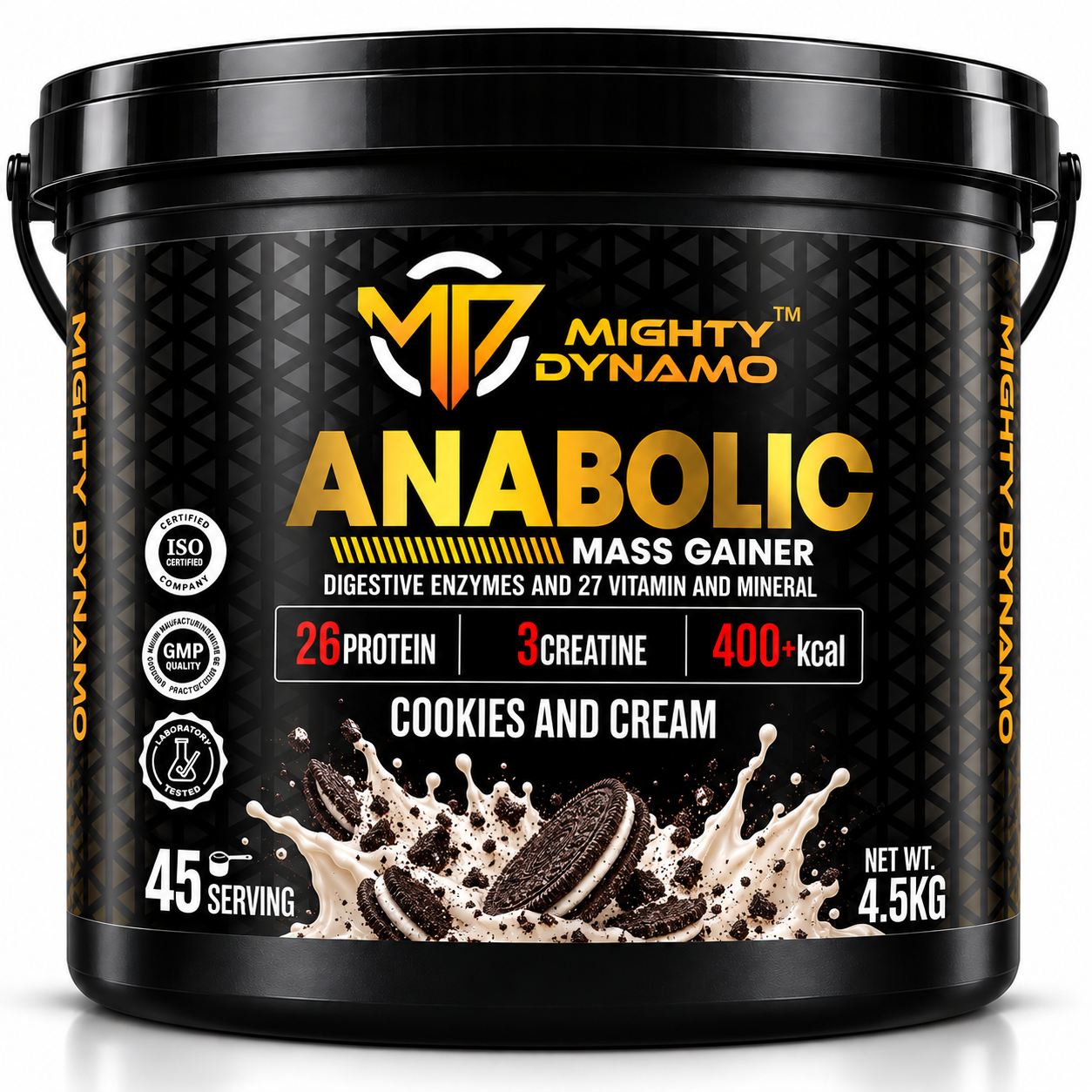 Mighty Dynamo Anabolic Mass Gainer - 4.5 kg - Cookies & Cream