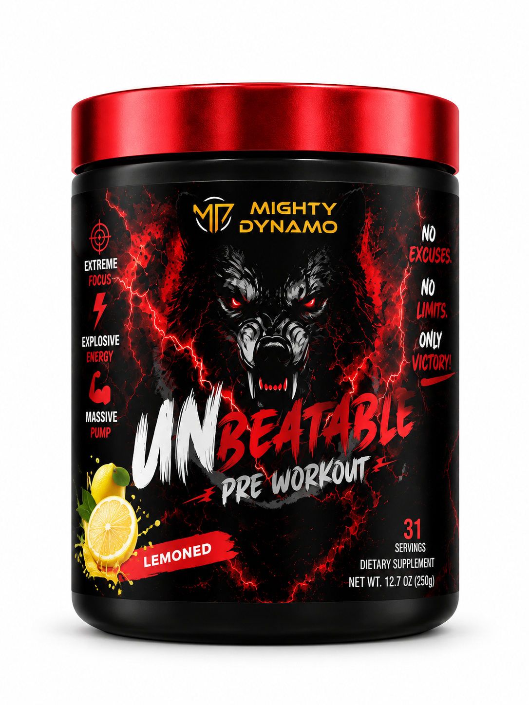Mighty Dynamo Unbeatable Pre-Workout - 250 g - Pink Lemonade