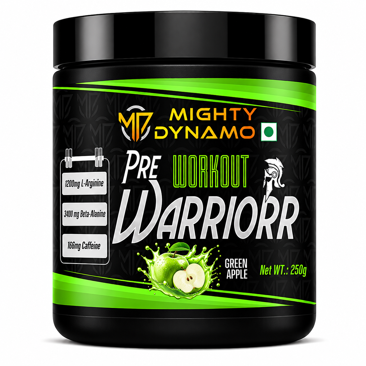 Mighty Dynamo Warrior Pre-Workout - 250 g - Green Apple