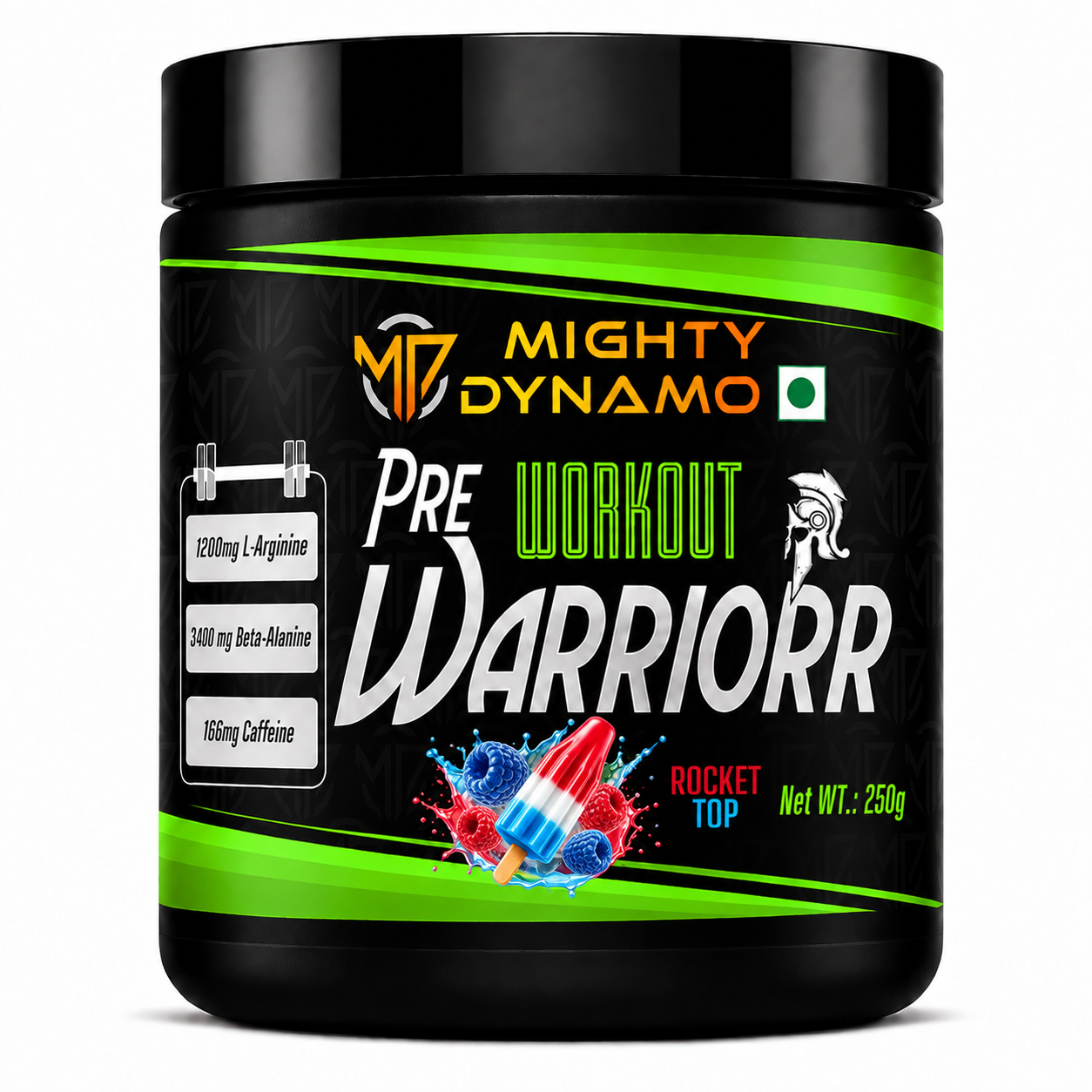 Mighty Dynamo Warrior Pre-Workout - 250 g - Fruit Punch Rocket Top